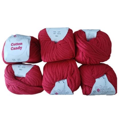 Kismet Yarns Cotton Candy - Colour 401 - Red (6 x 150 Packet)