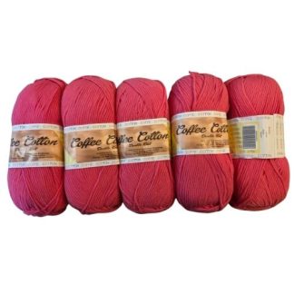 Coffee Cotton - Last Season - Colour 4025 - Cerise (5 x 100g Packet)
