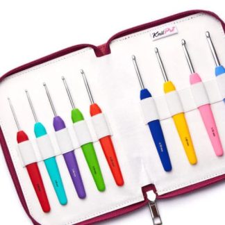 KnitPro Single Ended Waves Crochet Hook Set - Pink Fabric Case
