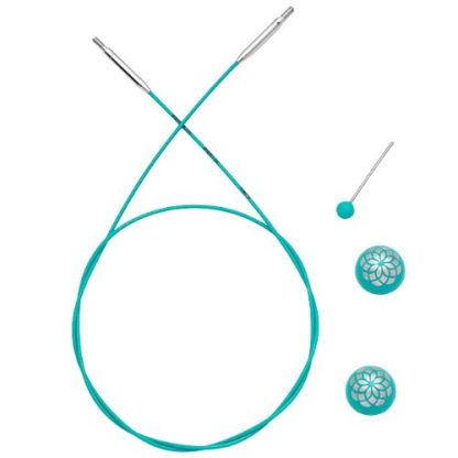 KnitPro Teal Interchangeable Swivel Cable - 20cm to Make 40cm